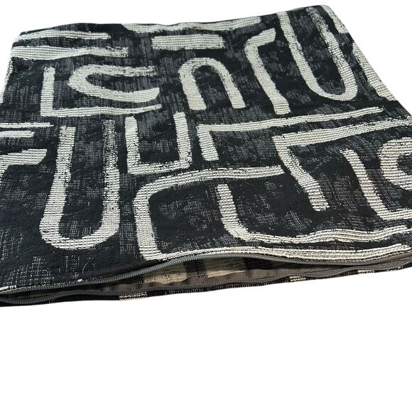 Accent Pillow Cover Black and White Geometric Abstract 21" X 21" Jacquard Weave - Picture 3 of 10